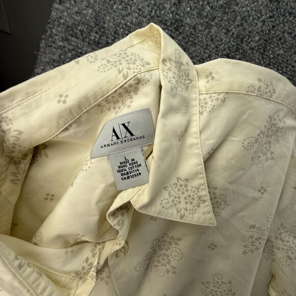 Armani Exchange Women Long Sleeve Button Up Shirt Floral Large Ivory Point - Picture 16 of 16